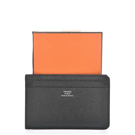 Hermes Black/Nata Epsom Leather City 4CC Card Holder